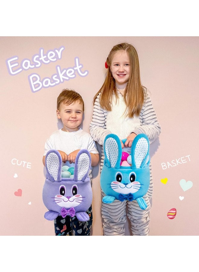 HiChen Easter Basket Empty for Kids, Bunny Easter Egg Baskets for Kids Empty, Small Gift Basket with Decorative Rabbit, Baby Easter Basket with Handle, Purple