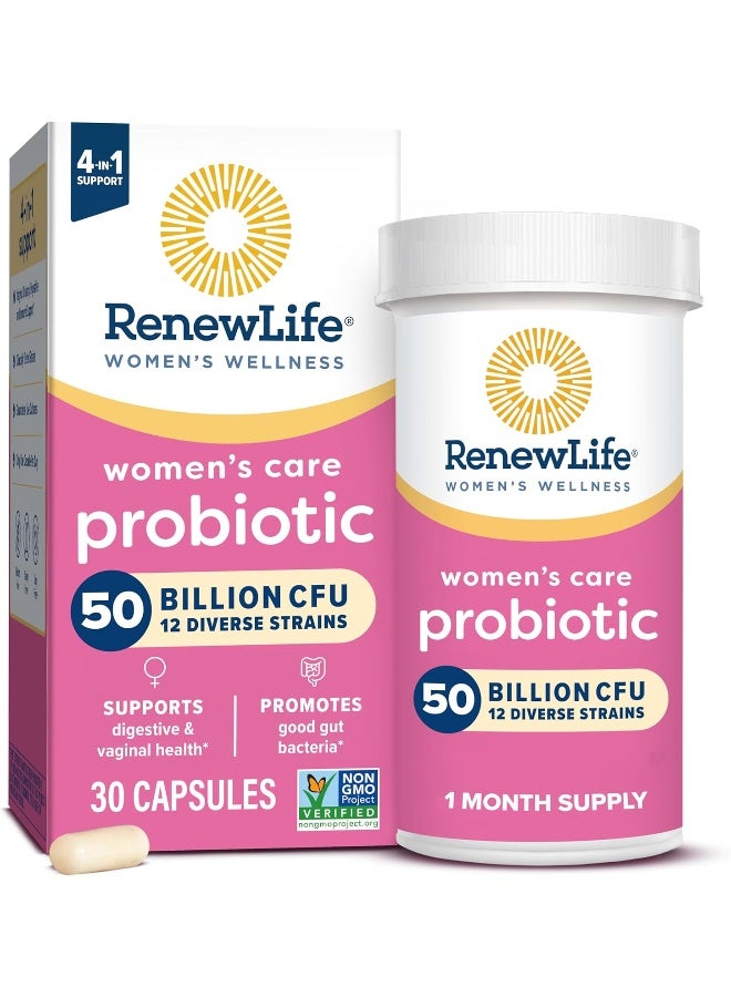 Renew Life Women'S Probiotics 50 Billion Guaranteed, Probiotic Supplement, 12 Strains, Shelf Stable, Gluten Dairy & Soy Free, 30 Capsules - Image 1