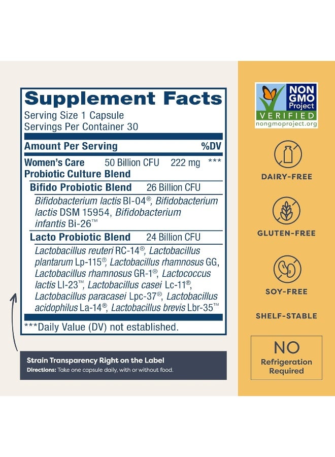 Renew Life Women'S Probiotics 50 Billion Guaranteed, Probiotic Supplement, 12 Strains, Shelf Stable, Gluten Dairy & Soy Free, 30 Capsules - Image 2