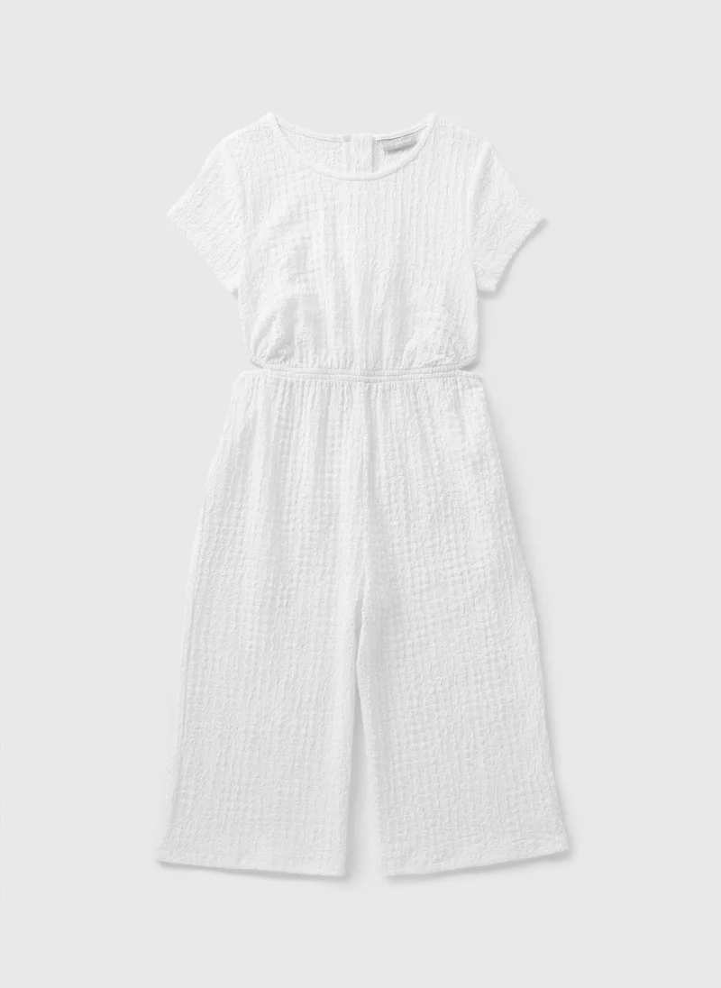 Matalan Girls White Crinkle Cut Out Jumpsuit