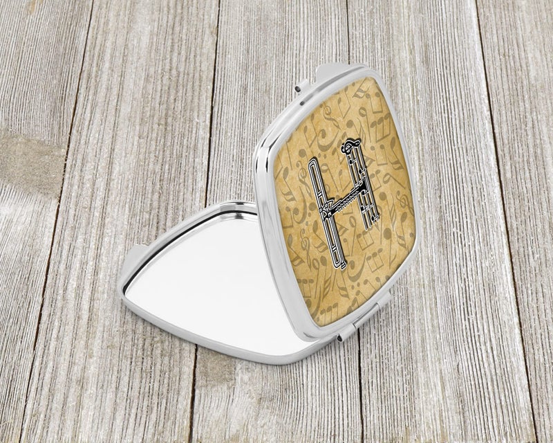 Caroline's Treasures CJ2004-HSCM Letter H Musical Instrument Alphabet Compact Mirror Decorative Travel Makeup Mirror for Women Girls Gifts Pocket Makeup Mirror Folding Handheld - Image 2