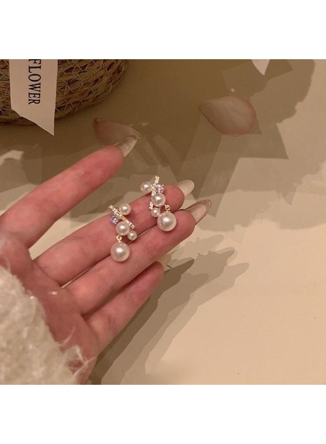 Popular Light Luxury Niche Pearl Flower Earrings Korean Style Tassel High-grade Fashion Elegant Earrings Earrings 
