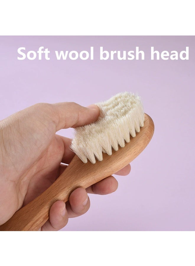 واي جيه مجموعة شجيرات ومشط شعر الأطفال ، خشب اللوتس الطبيعي مع مشط خشب الماعز والكمثرى الناعم لحديثي الولادة والأطفال الصغار ، مثالي لقبعات المهد ، طقم من قطعتين - Image 2