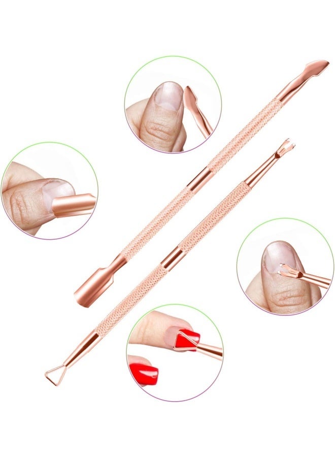 Cuticle Trimmer Cuticle Remover with Cuticle Pusher, Professional Stainless Steel Durable Pedicure Manicure Tools Cutter Nipper Scissor Clipper for Fingernails and Toenails Rose Gold - Image 4