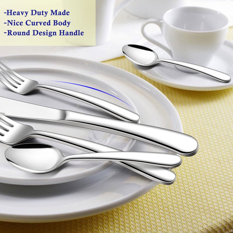 Herogo Heavy Duty Stainless Steel Silverware Set, 30-Piece Fancy Flatware Cutlery Set for 6, Modern Tableware for Home Restaurant Wedding, Heavy Eating Utensils, Mirror Polished, Dishwasher Safe - Image 3
