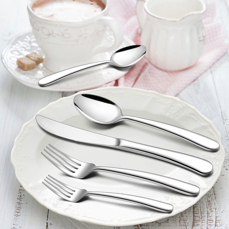 Herogo Heavy Duty Stainless Steel Silverware Set, 30-Piece Fancy Flatware Cutlery Set for 6, Modern Tableware for Home Restaurant Wedding, Heavy Eating Utensils, Mirror Polished, Dishwasher Safe - Image 5