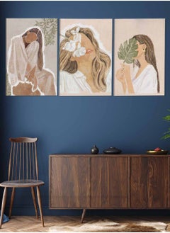LOWHA Set Of 3 Framed Canvas Wall Arts Stretched Over Wooden Frame Beautiful Girl Abstract Paintings For Home Living Room Office Decor  - Image 2