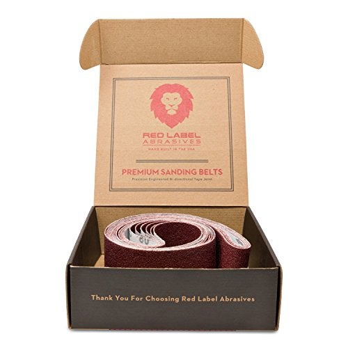 Red Label Abrasives 2 X 42 Inch 80 Grit Flexible Aluminum Oxide Multipurpose Sanding Belts for Woodworking, Leather, Rubber, Plastics, & Light Metal Working - Sand Paper Belt 6 Pack - Image 2