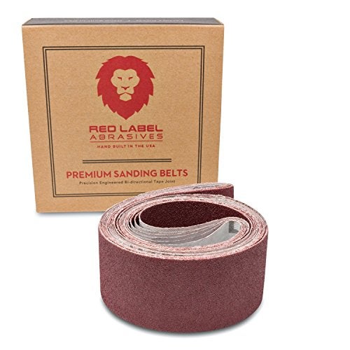 Red Label Abrasives 2 X 42 Inch 80 Grit Flexible Aluminum Oxide Multipurpose Sanding Belts for Woodworking, Leather, Rubber, Plastics, & Light Metal Working - Sand Paper Belt 6 Pack - Image 1