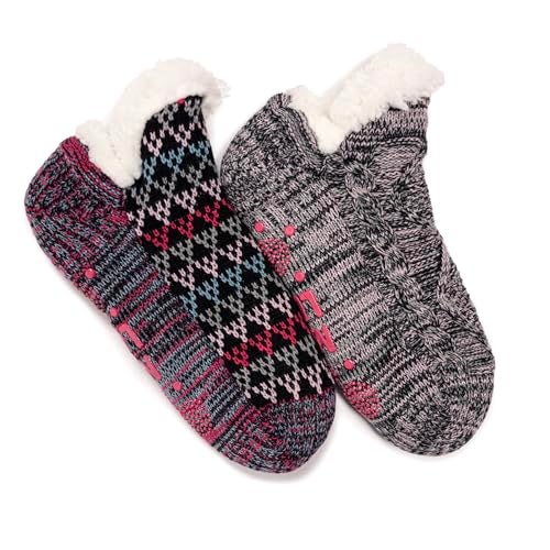MUK LUKS Women's Shortie Cabin Sock (2 Pair Pack), Black, L/XL - Image 5