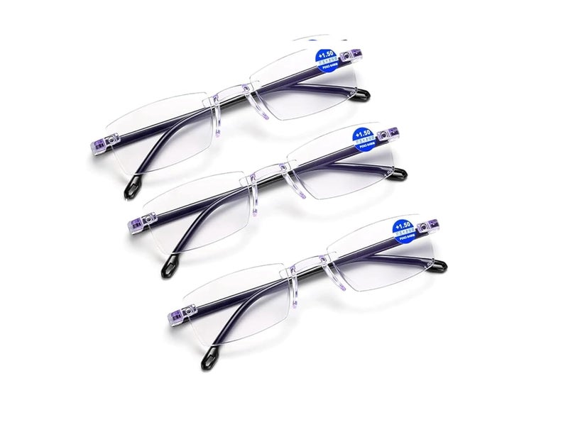 CRIBA Combo Pack of 3 Rimless Blue Cut Reading Glass+1.00+1.25+1.50+1.75 +2.00+2.25 +2.50+2.75+3.00 Single Vision Power Eyeglass-Vol 6 - Image 1