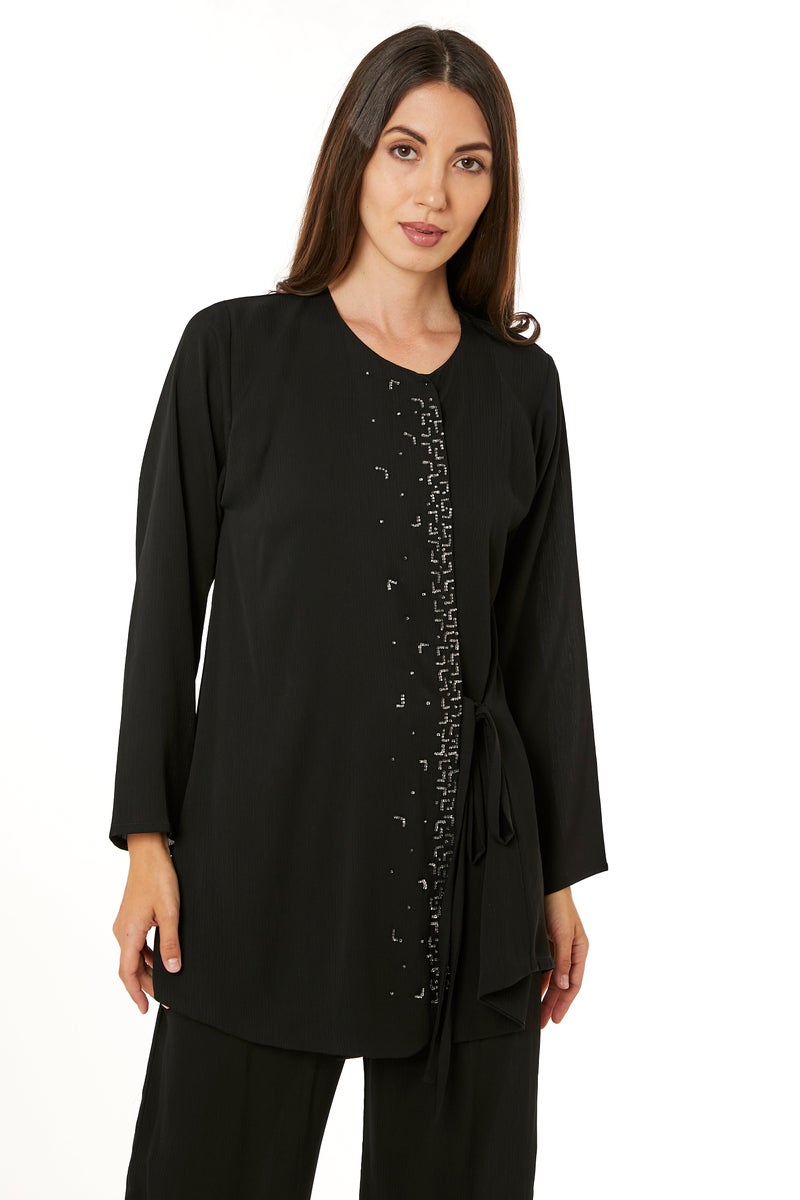 Moistreet Embellished Long Sleeve Top & Pant Set - Image 3