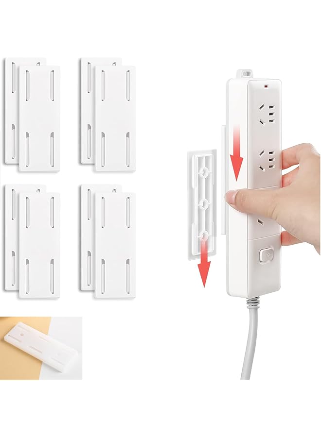 promass Convenient Desktop Socket Fixer & Surge Protector Holder - Ideal for Kitchen, Home Office, Cable Management. Self-Adhesive & Punch-Free Design (White-8PCS)