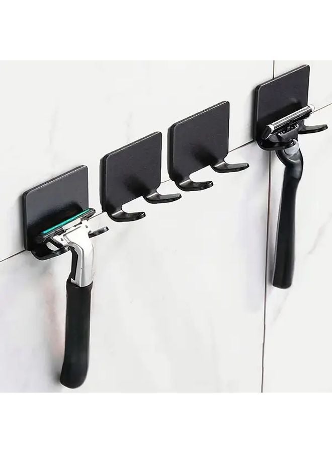 4Pcs Black Plastic No Drill Razor Hooks Heavy Duty Bathroom Organizer Damage Free - Image 2