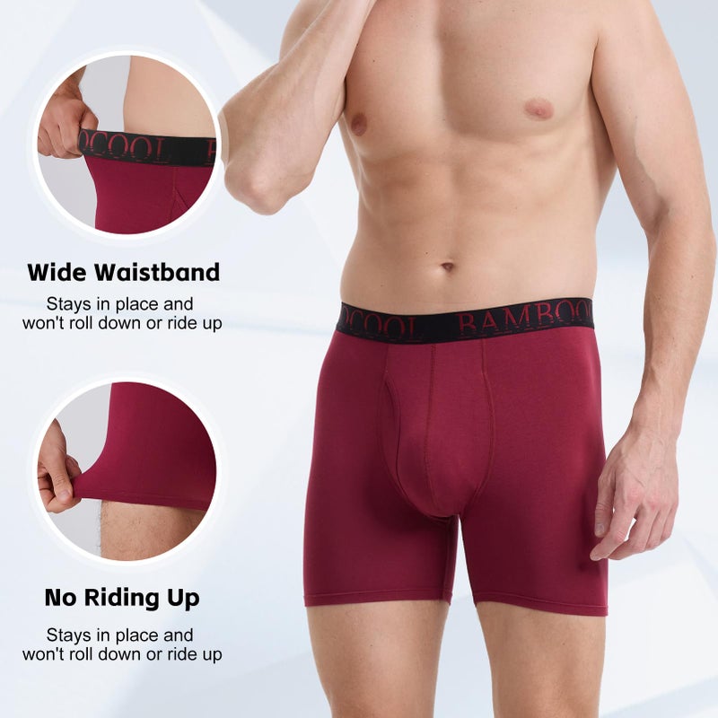 BAMBOO COOL Men's Ultra ComfortSoft Underwear, Moisture Wicking & Breathable No Ride Up Boxer Briefs with Fly, Multipack - Image 3