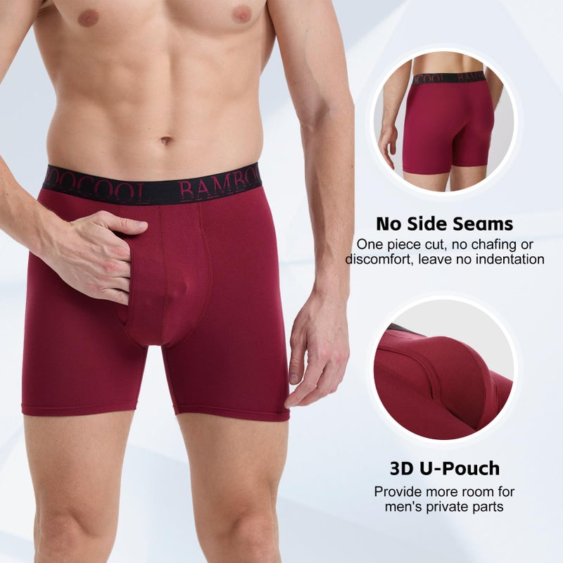 BAMBOO COOL Men's Ultra ComfortSoft Underwear, Moisture Wicking & Breathable No Ride Up Boxer Briefs with Fly, Multipack - Image 4