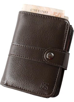 Apera An-96 Full Size Faux Leather Men's Vertical Snap Wallet, 12 Card Holder, Double Paper Money Compartment  - Image 1