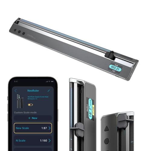 HOZO NeoRuler Digital Scale Ruler, 12 inch Smart Scale Ruler with Infinite Customized Scales and ±0.004 inch Accuracy, 93 Built-in US Imperial, Metric Scales, Architectural and Engineering - Image 1