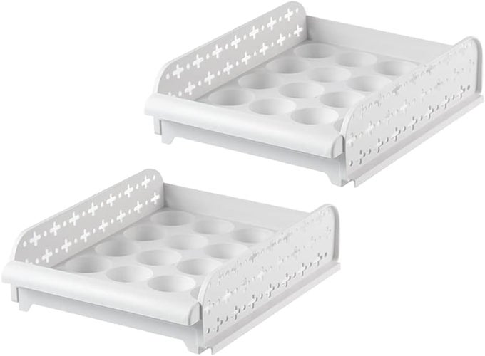 BOXES EGG CARTON OUT FRIDGE REFRIGERATOR EGG TRAYS EGG KEEPER EGG REFRIGERATOR EGG STORAGE ORGANIZER STACKABLE EGG TRAYS PLASTIC PALLET EGG CASE DRAWER EGGSHELL PP WHITE 1 PCS