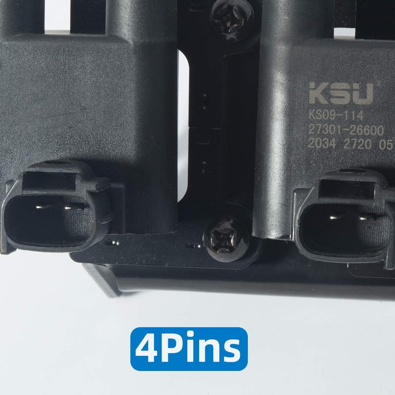 KSU حزمة ملف الإشعال KSU متوافقة مع هيونداي أكسنت 1.6L L4 2001 2002 2003 2004 2005 تستبدل 27301-26600، 2730126600، GN10413 48923 96486 UF424 5C1386 2736626600 2436626602 - Image 5