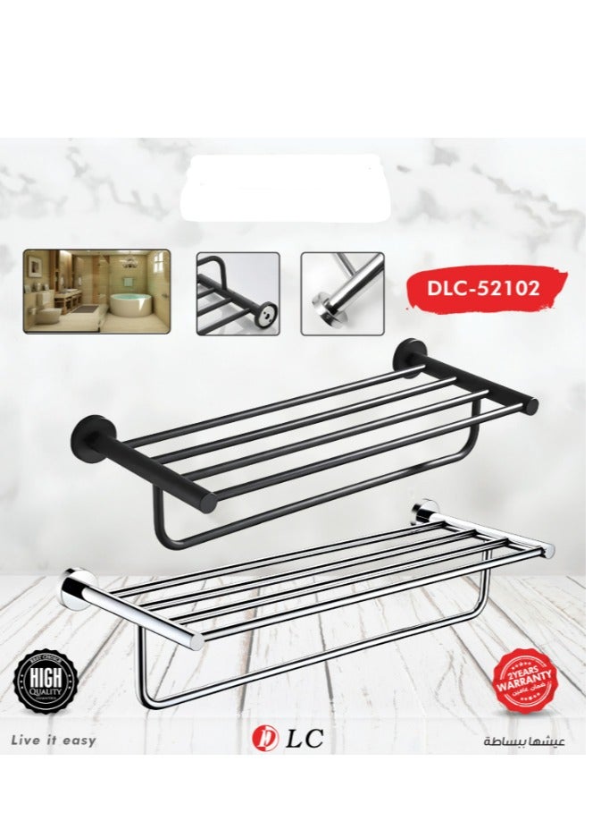 دي إل سي  منظم مناشف الحمام - رف تخزين غير مثقوب مثبت على الحائط