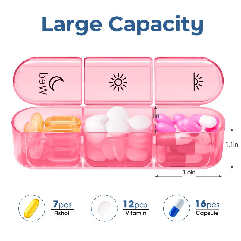 Windtrace Pill Organizer 3X a Dayï½œPink Perfection Portable Pill Caseï½œ7-Day Weekly Compartmentï½œStylish Travel Essential for Fashionistasï½œBPA-Free Health Companionï½œLuxury Bag Must-Have - Image 2