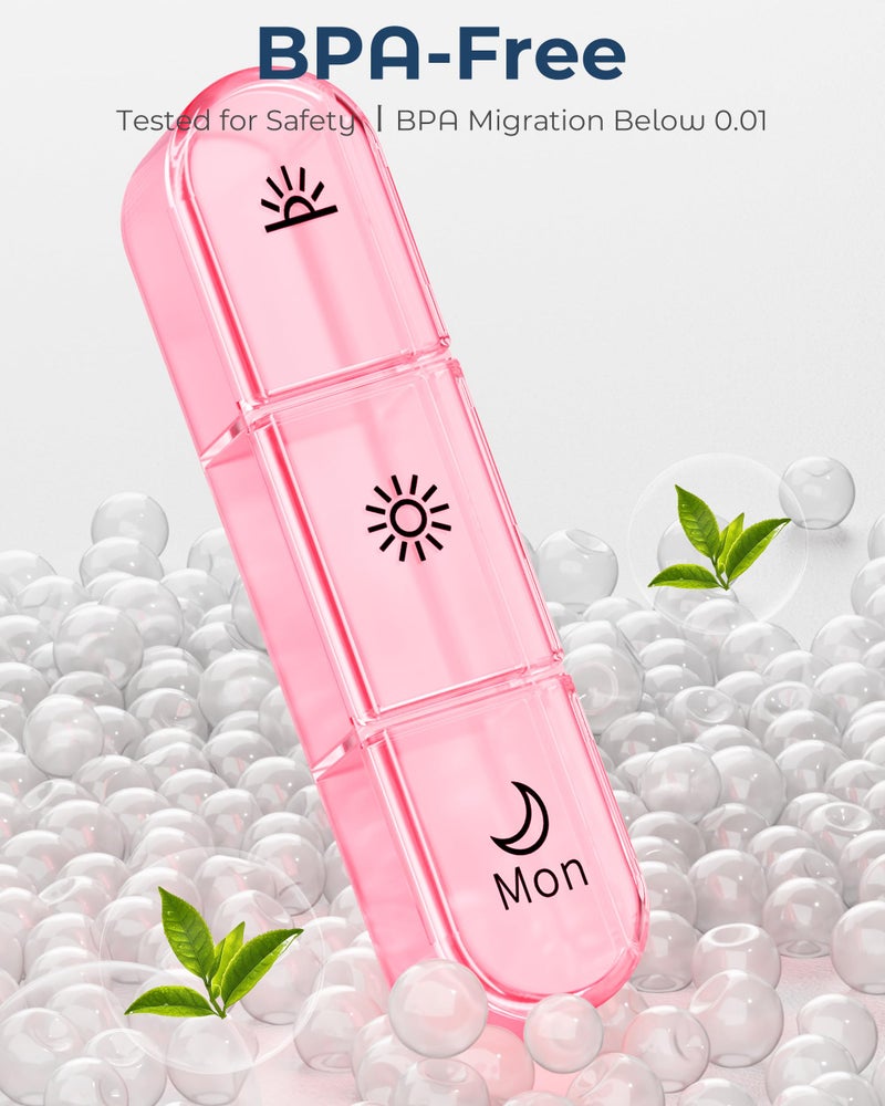 Windtrace Pill Organizer 3X a Dayï½œPink Perfection Portable Pill Caseï½œ7-Day Weekly Compartmentï½œStylish Travel Essential for Fashionistasï½œBPA-Free Health Companionï½œLuxury Bag Must-Have - Image 5