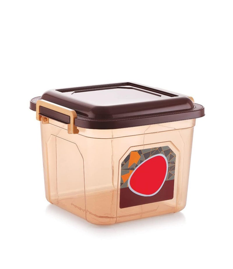 GALOOF Kitchen Storage Container Set With Lid And Lock System Food And Grain Storage Jar Set Of 3 Cereal Container Set Of 3 14 L 17 L 21 L Transparent Containers Set BROWN - Image 4