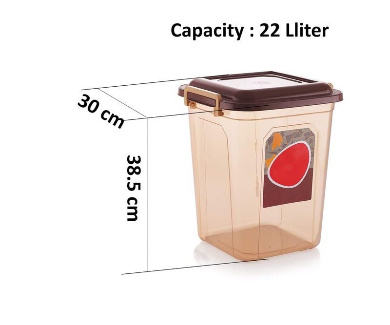 GALOOF Kitchen Storage Container Set With Lid And Lock System Food And Grain Storage Jar Set Of 3 Cereal Container Set Of 3 14 L 17 L 21 L Transparent Containers Set BROWN - Image 5