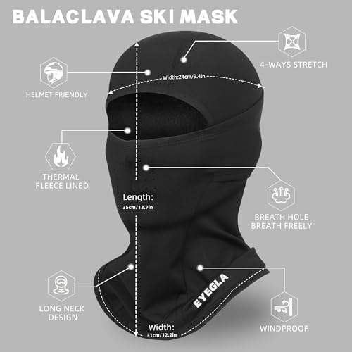 Eyegla 2 Pieces Balaclava Ski Mask for Men Cold Weather,Winter Thermal Breathable Face Mask for Snowboard Motorcycle Cycling - Image 4