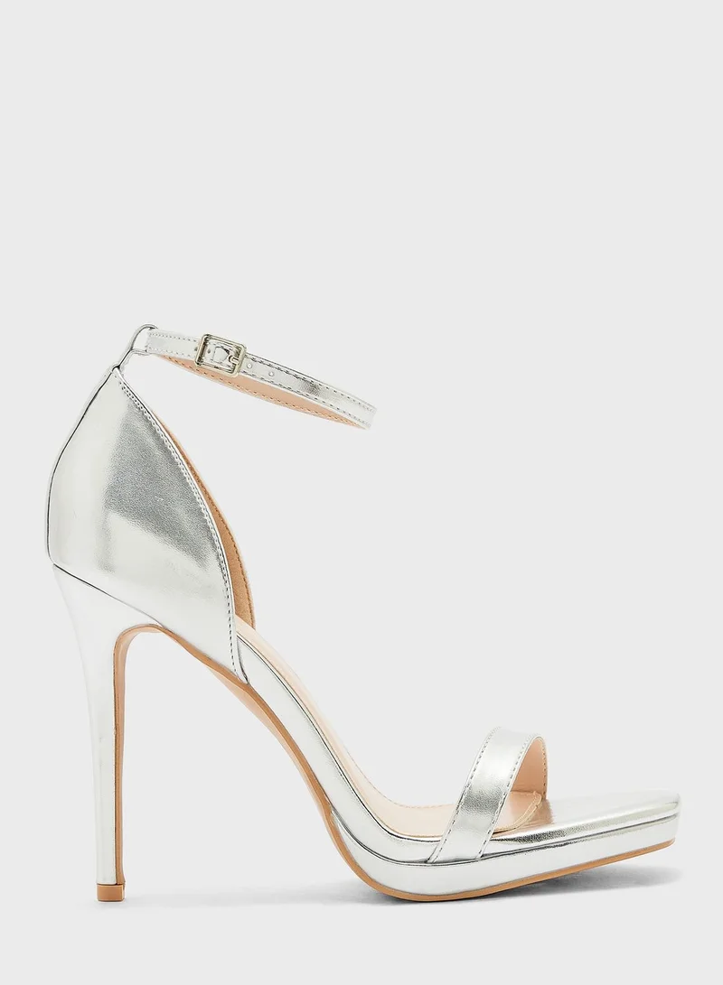 ELLA High Heel Metallic Ankle Stap Sandal