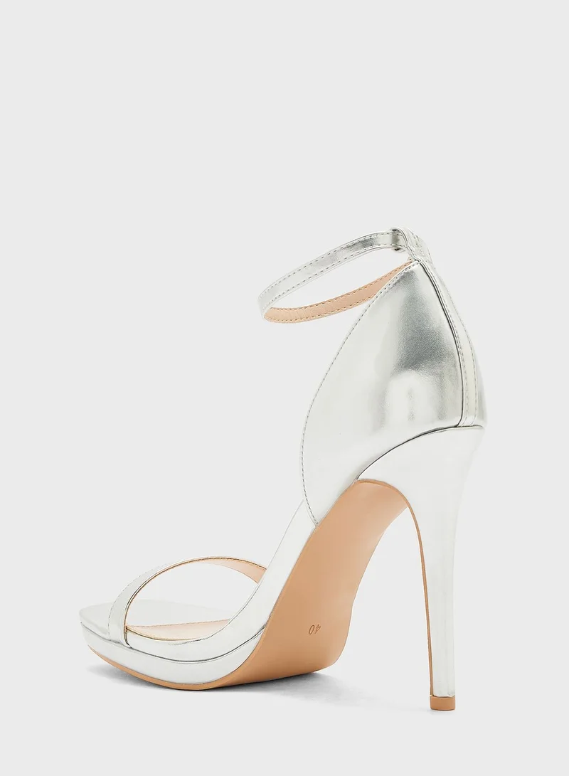 ELLA High Heel Metallic Ankle Stap Sandal