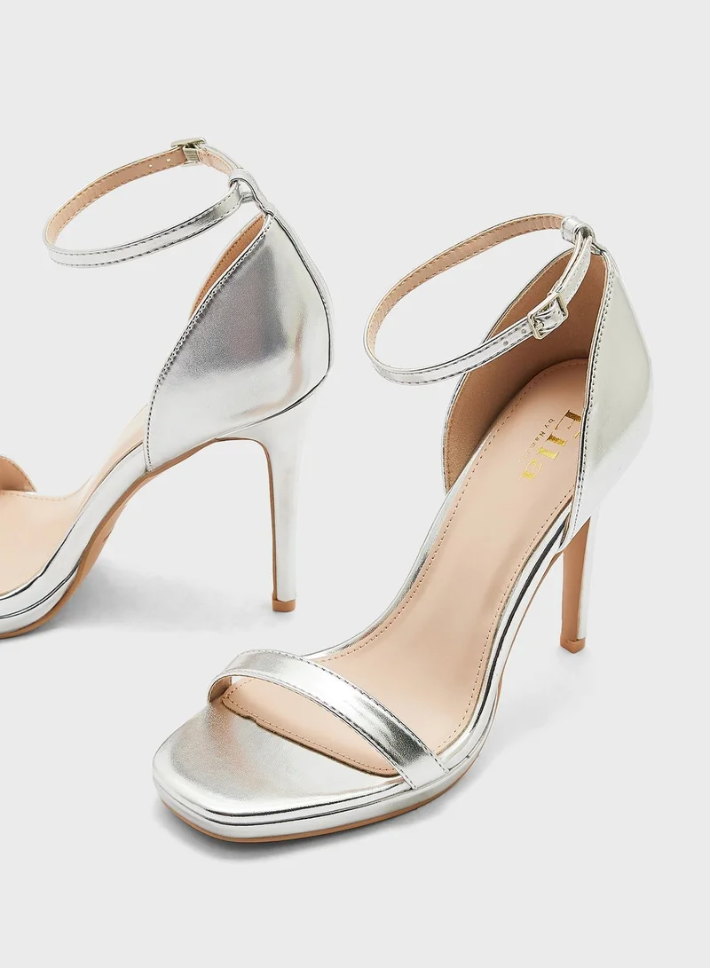 ELLA High Heel Metallic Ankle Stap Sandal