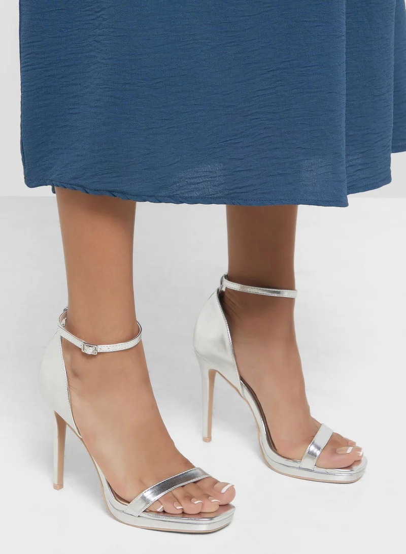 ELLA High Heel Metallic Ankle Stap Sandal