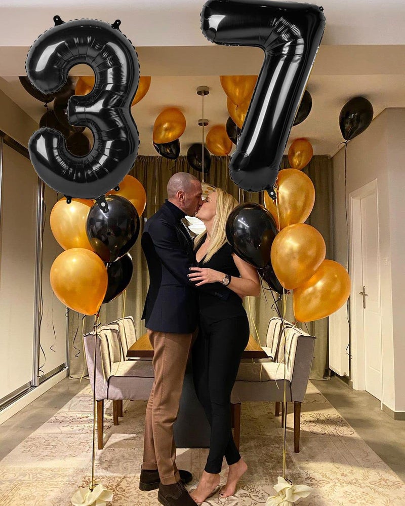 Mluchee 7 Balloon Number 40 Inch 67 Birthday Decorations, Black Seven Birthday Decor, 7 17 27 70 Year Old Balloon Number for Engagement, Wedding, Graduations - Image 2