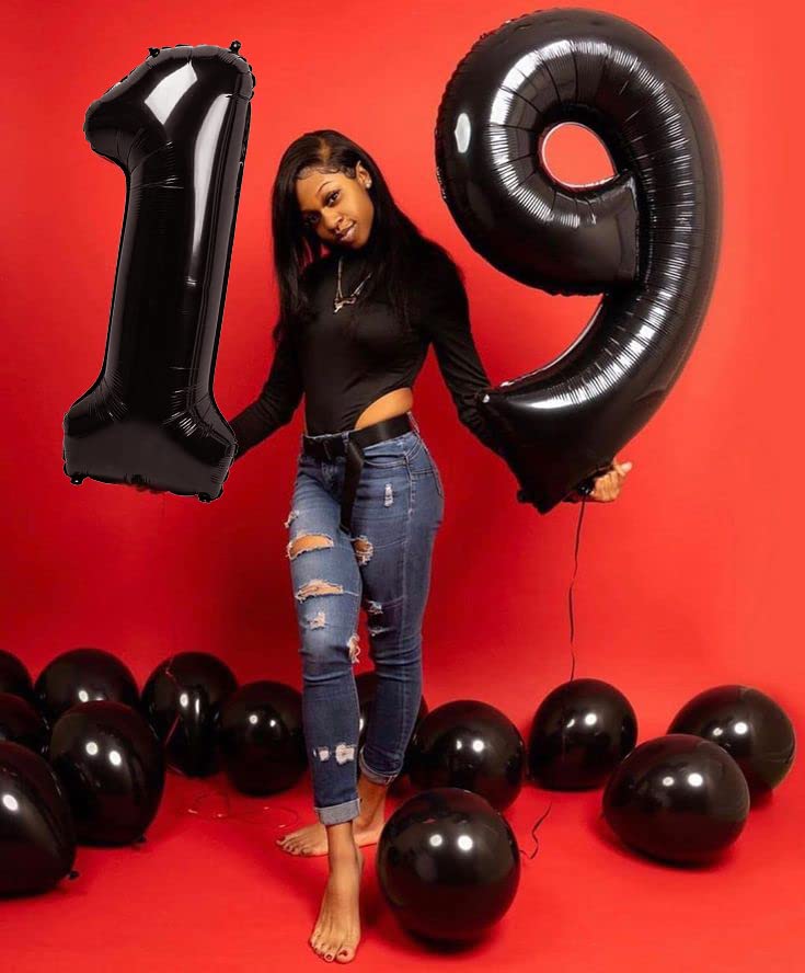 Mluchee 7 Balloon Number 40 Inch 67 Birthday Decorations, Black Seven Birthday Decor, 7 17 27 70 Year Old Balloon Number for Engagement, Wedding, Graduations - Image 5