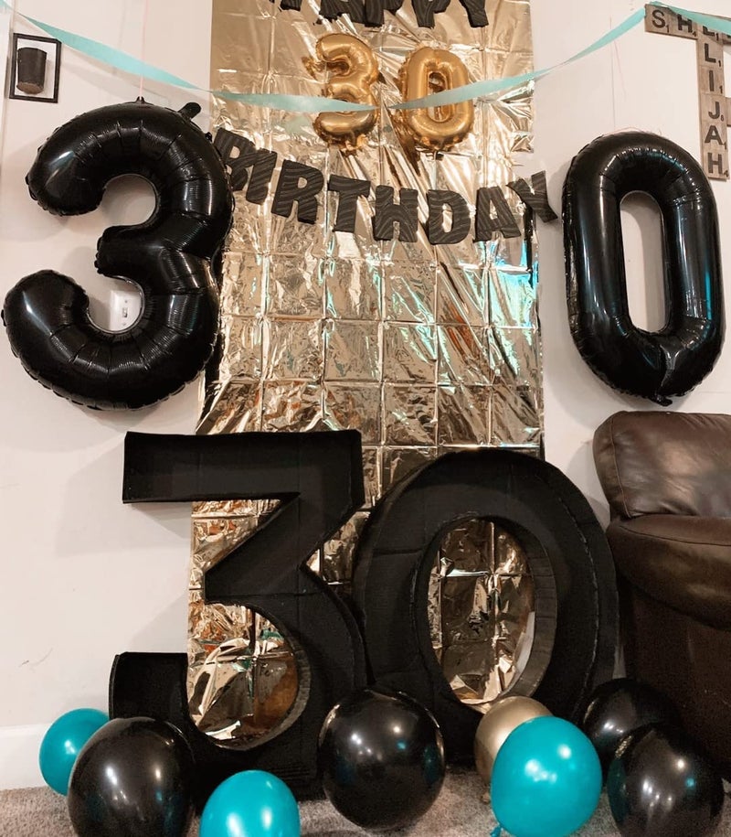 Mluchee 7 Balloon Number 40 Inch 67 Birthday Decorations, Black Seven Birthday Decor, 7 17 27 70 Year Old Balloon Number for Engagement, Wedding, Graduations - Image 3