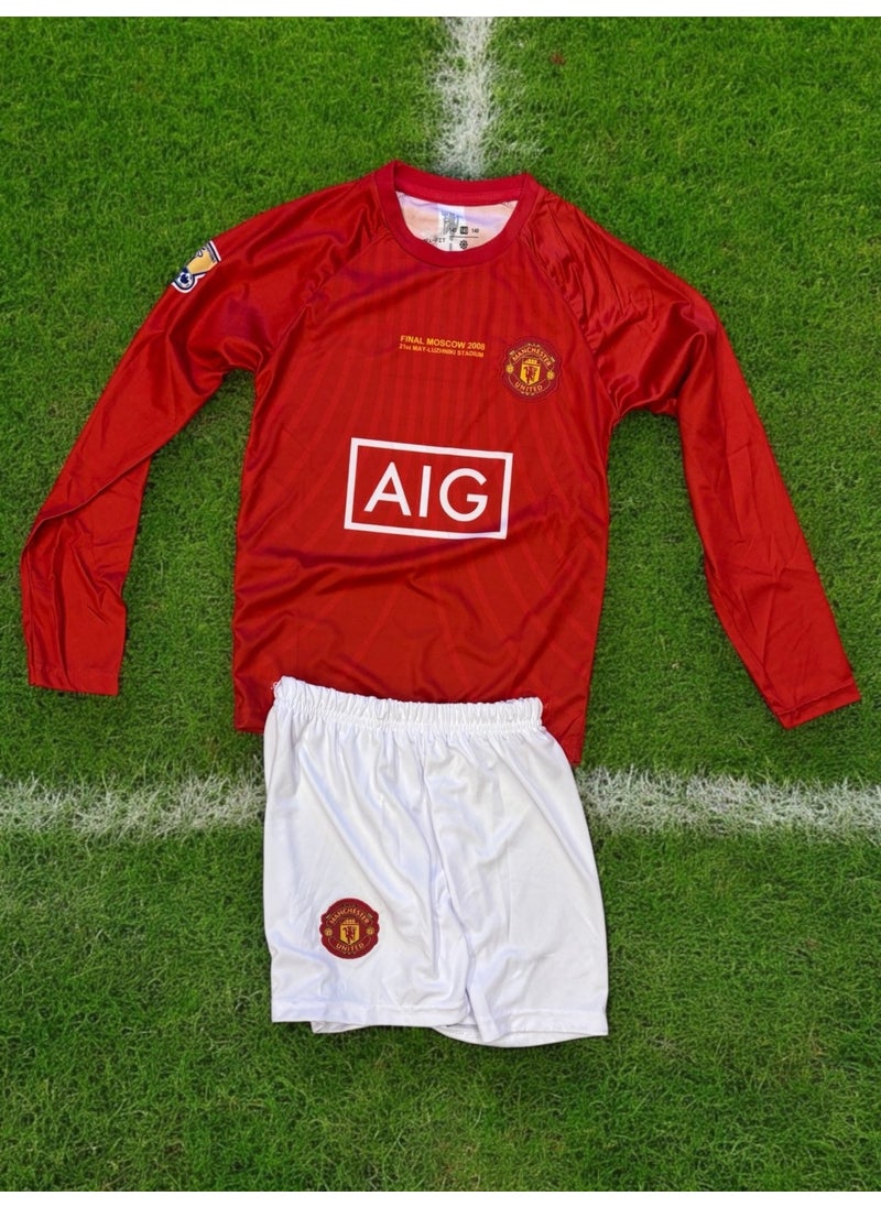 North Stand - Nostalgic Manchester United 2008 Long Sleeve Ronaldo Kids Jersey - Image 1