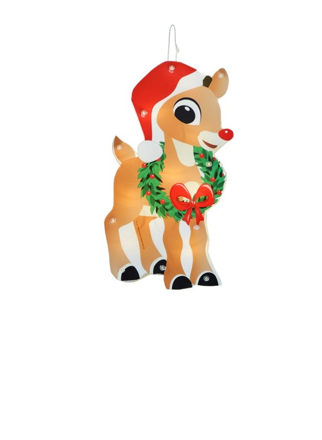 ProductWorks 12IN Rudolph The RED Nosed Reindeer Lighted Holiday Christmas Window DÉCOR with Suction Cup for Hanging - Image 1