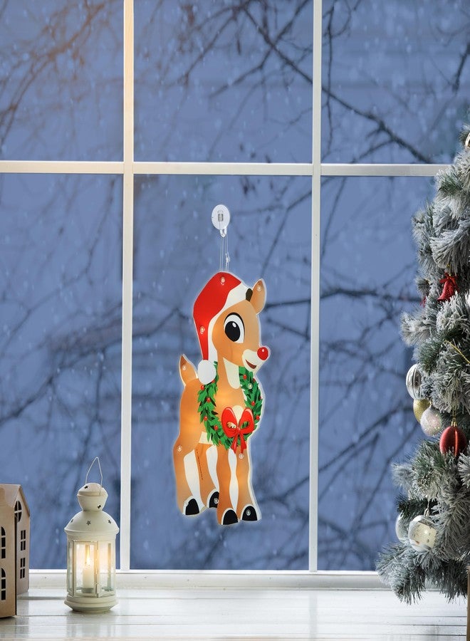 ProductWorks 12IN Rudolph The RED Nosed Reindeer Lighted Holiday Christmas Window DÉCOR with Suction Cup for Hanging - Image 2