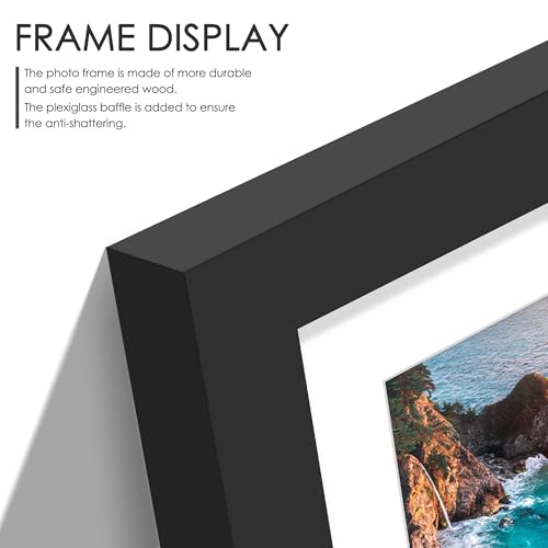 DUENPY 8x14 Collage Picture Frame, 4x6 Collage Picture Frame Displays Three 4x6 inch Photos, or 8x14 (Without Mat) for Available Horizontal Wall Mounting Display and Vertical, Black. - Image 5