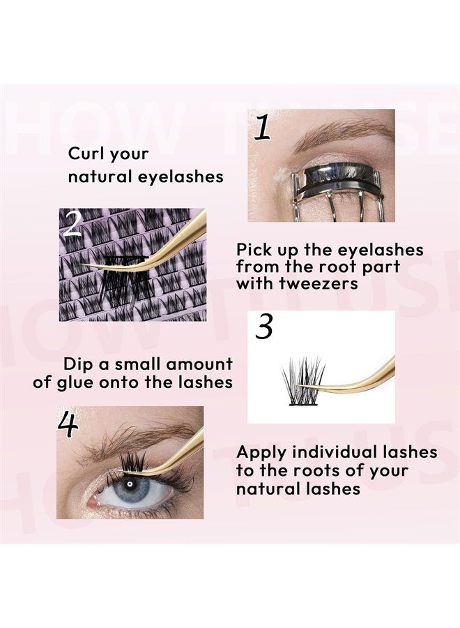 Lash Clusters, D Curl 168 Clusters False Eyelash, Individual Lashes Soft and Lightweight Only 10MM Length, Reusable Cluster Lashes(GQ03,10mm, D Curl)