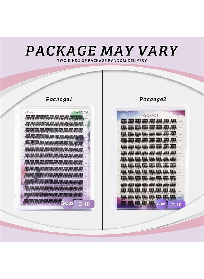 Lash Clusters, D Curl 168 Clusters False Eyelash, Individual Lashes Soft and Lightweight Only 10MM Length, Reusable Cluster Lashes(GQ03,10mm, D Curl)