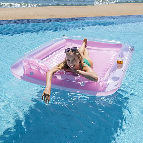 SLLAK Inflatable Pool Floats Lounger for Adults, Blow Up Tanning Pool Raft Sun Tan Tub with Inflatable Pillow for Family Outdoor, Garden, Backyard Summer Water Party (Pink) - Image 4