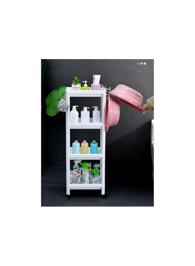 erorex 4-Layer Multifunctional Plastic Trolley Ultra-Thin Rolling Storage Rack Rolling Laundry Rack Bathroom Rack Storage Rack Suitable for Bathrooms Laundry Rooms Kitchens and Narrow Places (White) - Image 2