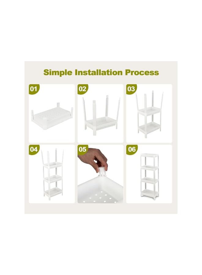 erorex 4-Layer Multifunctional Plastic Trolley Ultra-Thin Rolling Storage Rack Rolling Laundry Rack Bathroom Rack Storage Rack Suitable for Bathrooms Laundry Rooms Kitchens and Narrow Places (White) - Image 5