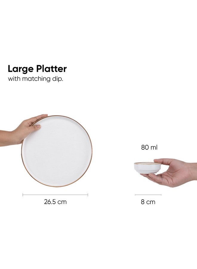 Shay طبق تقديم سيراميك دائري كبير شاي، أبيض - 1 طبق، 1 صوص سلسلة حديثة | مجموعة أطباق تقديم كبيرة | تشطيب غير لامع | مجموعة أطباق تقديم | طبق سيراميك (طبق دائري - أبيض) - Image 3