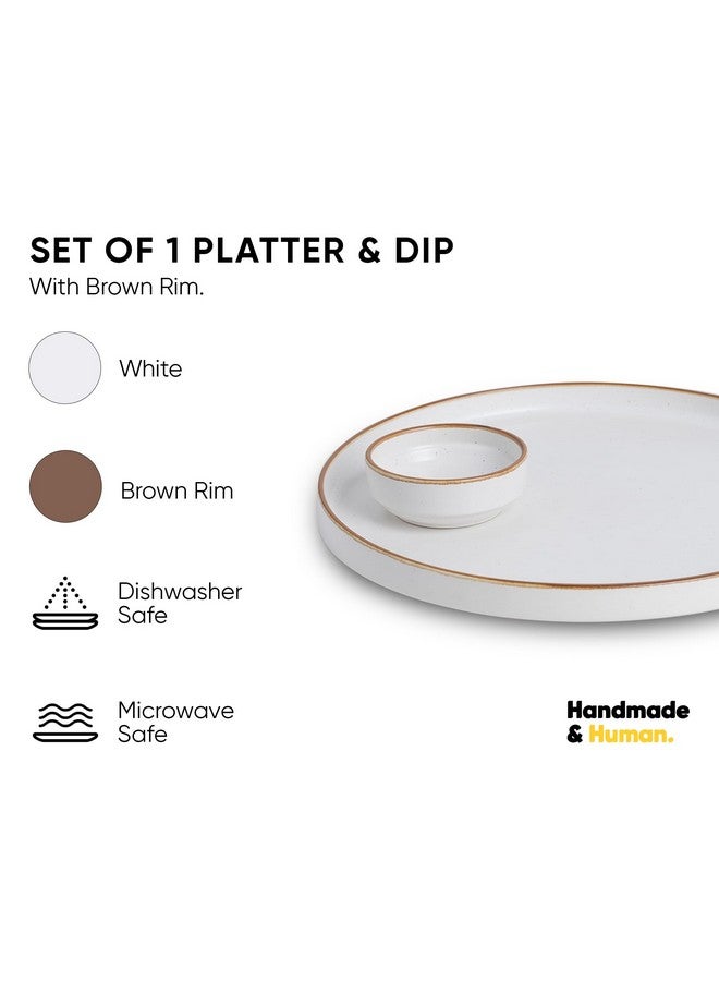 Shay طبق تقديم سيراميك دائري كبير شاي، أبيض - 1 طبق، 1 صوص سلسلة حديثة | مجموعة أطباق تقديم كبيرة | تشطيب غير لامع | مجموعة أطباق تقديم | طبق سيراميك (طبق دائري - أبيض) - Image 2