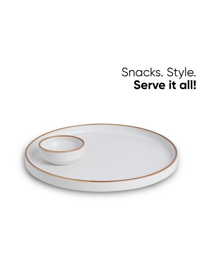 Shay طبق تقديم سيراميك دائري كبير شاي، أبيض - 1 طبق، 1 صوص سلسلة حديثة | مجموعة أطباق تقديم كبيرة | تشطيب غير لامع | مجموعة أطباق تقديم | طبق سيراميك (طبق دائري - أبيض) - Image 5