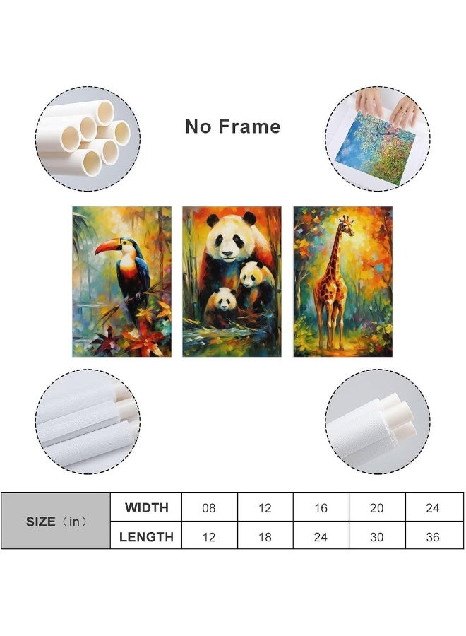 FireDeer Woodland Animal Wall Art Jungle Wild Bear Fox Panda Poster 3 Pieces Kid Canvas Print Picture for Nursery Decor Baby Boy Girl Room - Image 2